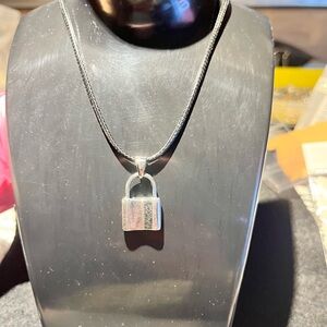 Silver Padlock Pendant Necklace